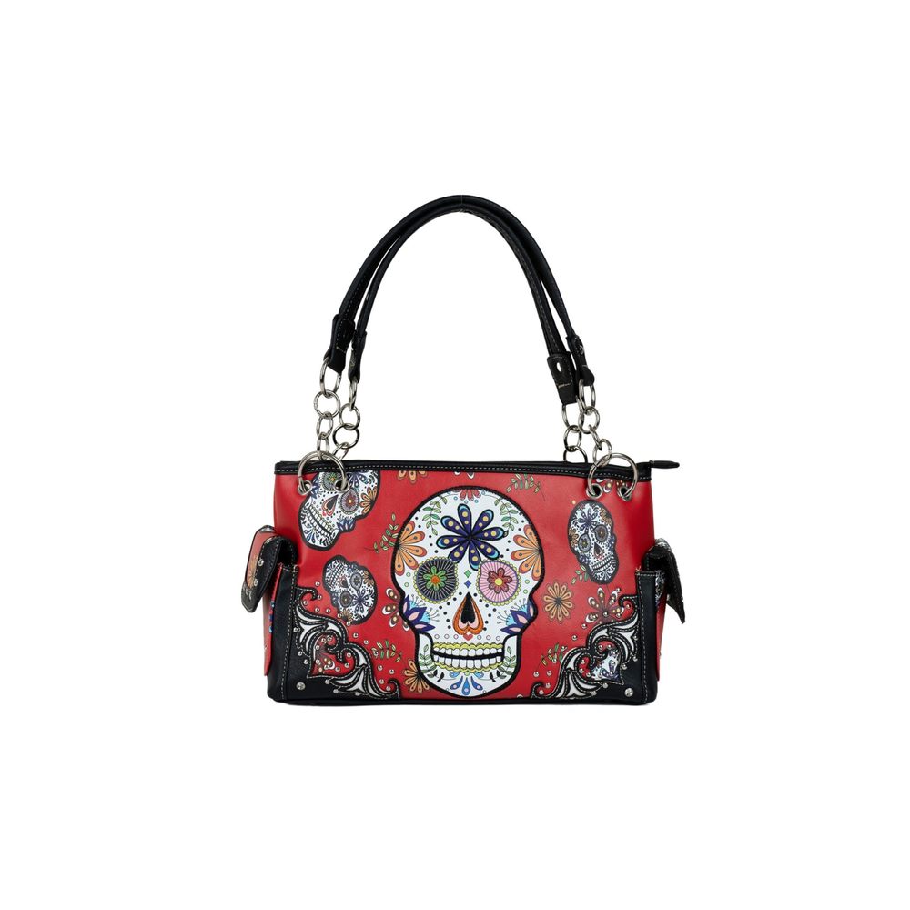 Sugar Skull Goth Purse - Day Of The Dead Conceal Carry Handbag Red c: